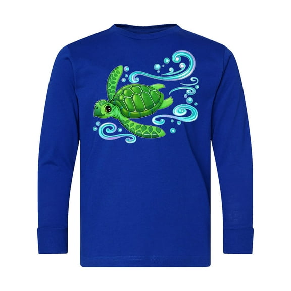 Inktastic Sea Turtle Swimming Long Sleeve Youth T-Shirt