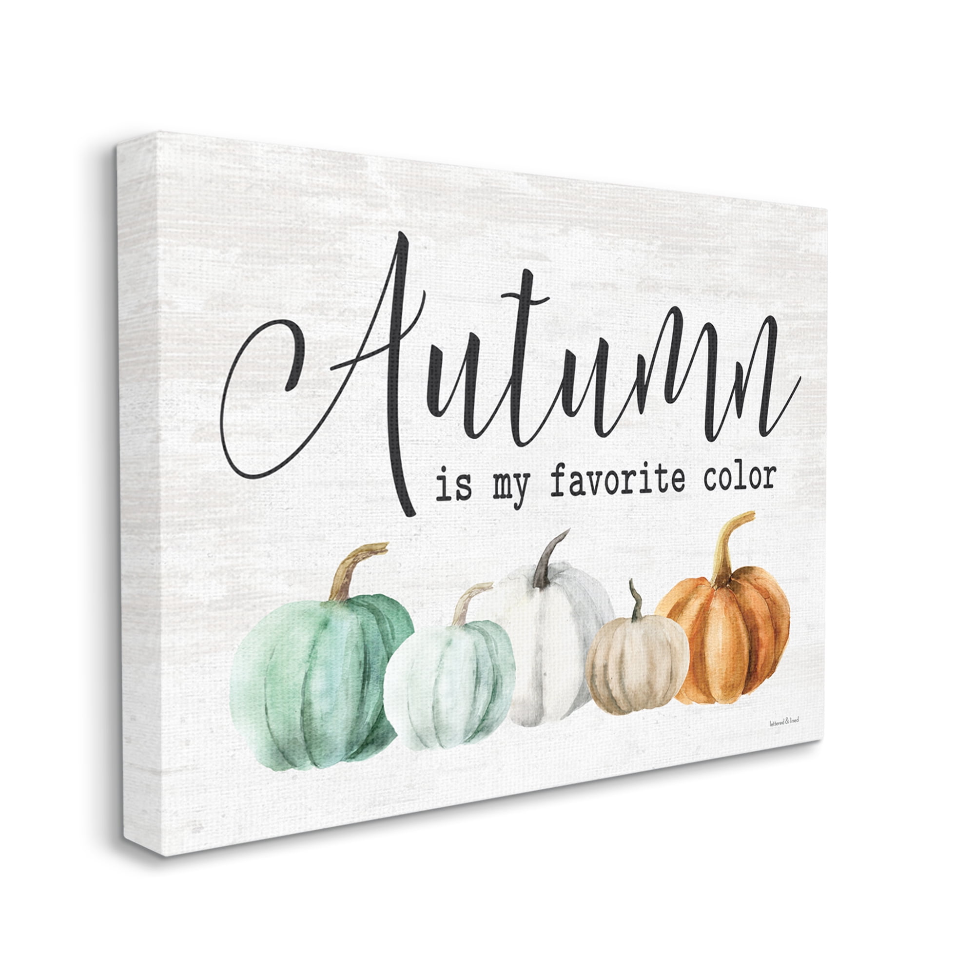 Stupell Industries Autumn's My Favorite Color Phrase Green Orange Pumpkins, 20 x 16, Design by Lettered and Lined