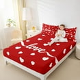 thumbnail image 4 of jejeloiu Happy Valentins'S Day Twin Sheet Sets,Cartoon Heart Print Twin Fitted Sheet,Red White Flat Sheet For Girls,Super Cozy Room Decor,3-Piece, 4 of 7