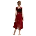 thumbnail image 4 of vastwit Girls Sleeveless Lyrical Dance Dress Lace High Low Skirt Leotard Ballet Modern Contemporary Dancewear Burgundy 6, 4 of 5