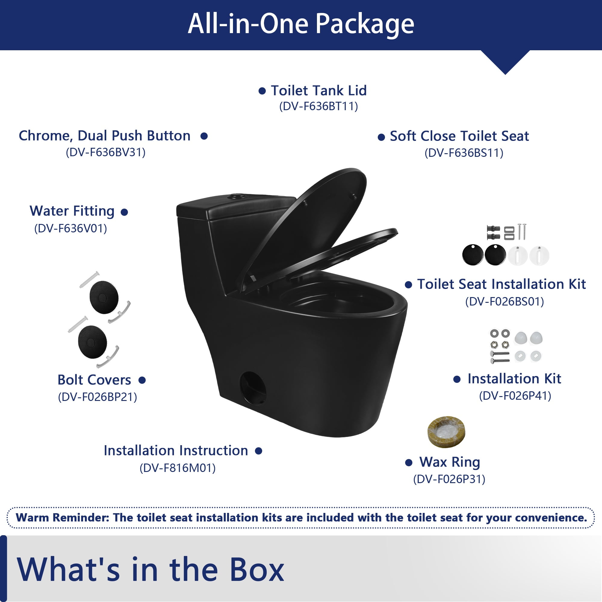 Prism 1-Piece 1.1/1.6 GPF Dual Flush Elongated Toilet in Black, Seat Included