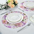 thumbnail image 4 of 15.4" Round Placemat Set of 1 Polyester Fabric Place Mats Non-Slip Dining Kitchen Table Mats for Kitchen Party Decor Lavender and Pink Flowers, 4 of 5