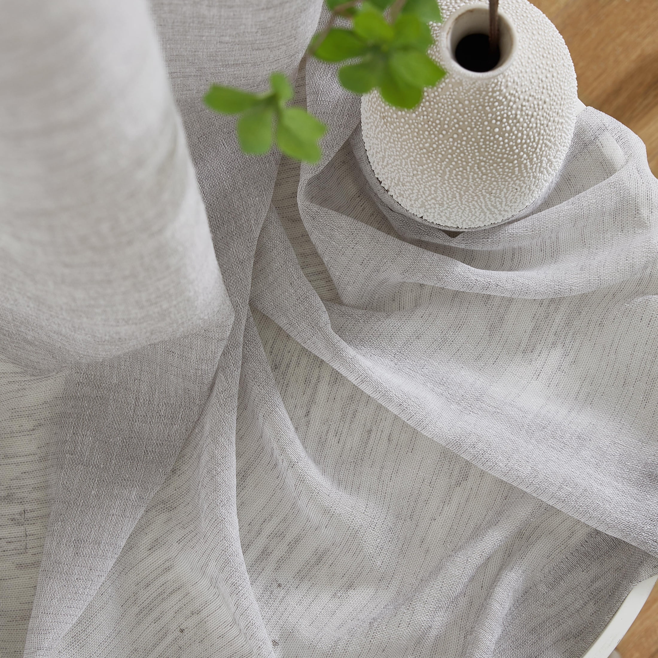 THD Zoey Faux Linen Textured Semi Sheer Window Rod Pocket Thick Curtains Drapery Panels, 2 Panels
