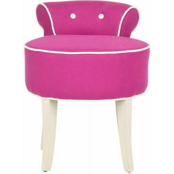 SAFAVIEH Georgia Contemporary Glam Upholstered Vanity Stool, Fuchsia/Cream