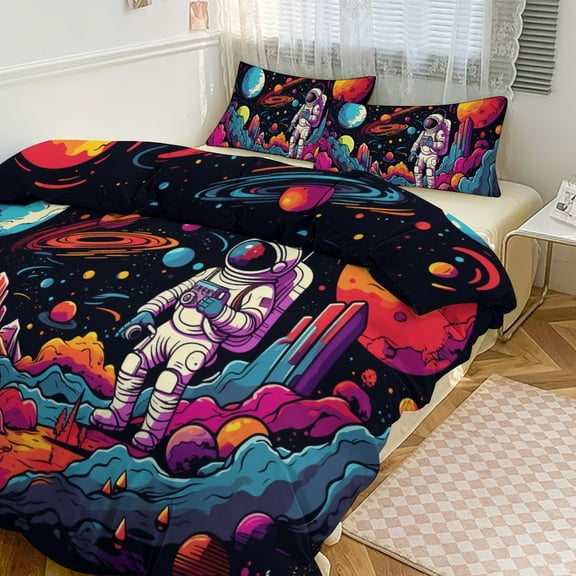 Space Astronaut Cartoon Bedding Set Couple Bedclothes Pillowcase Customized Home Textiles Bed Set for Bedroom Decoration