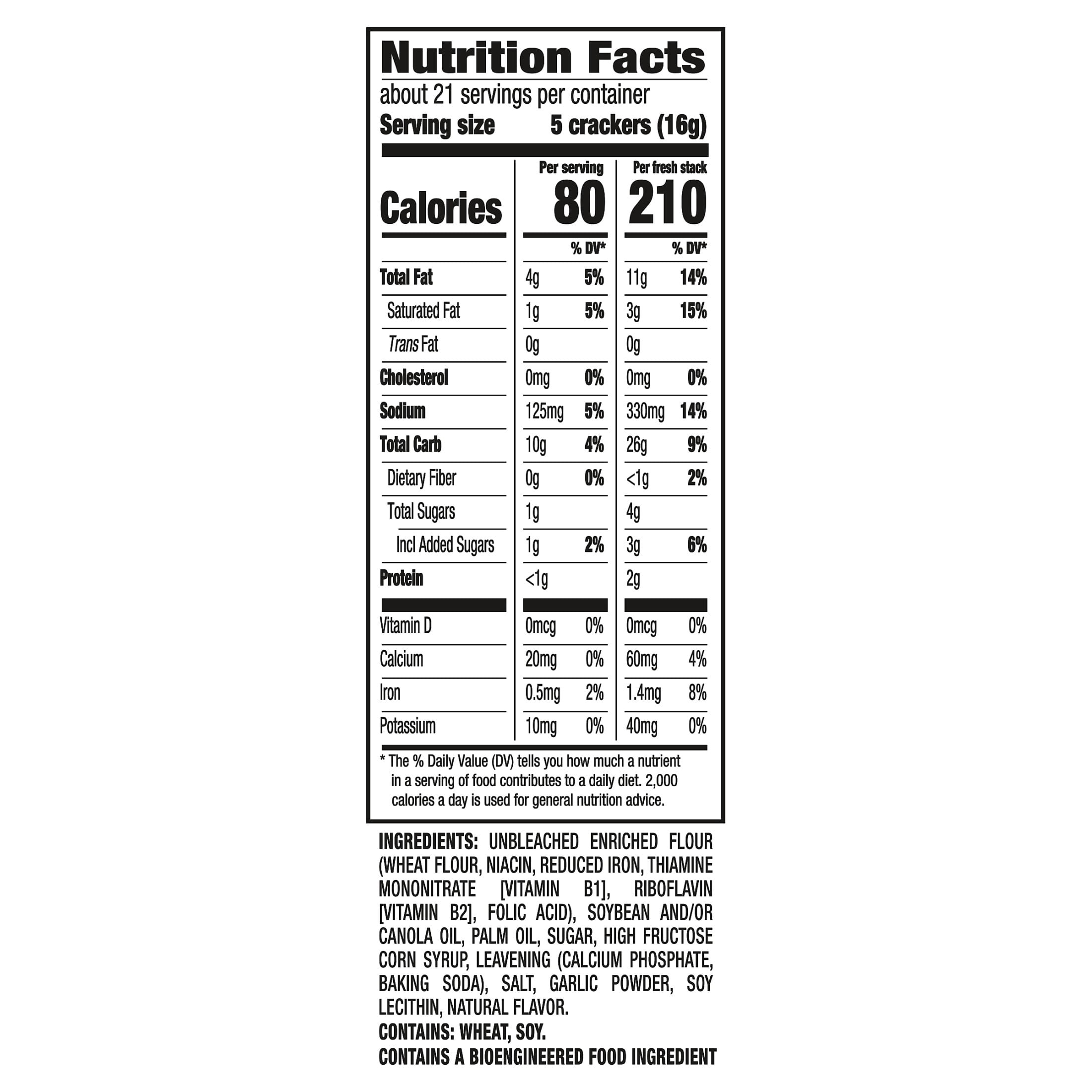 RITZ Fresh Stacks Roasted Garlic Crackers, Travel Snacks, 11.8 oz (8 Multi Snack Packs)