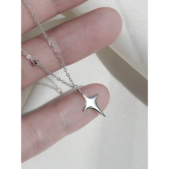QQTDFG 1pc Simple Four-pointed Star Shaped Cross Pendant Necklace for Women Jewelry for-default