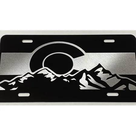 Engraved Colorado CO Mountains Diamond Etched License Plate Car Tag