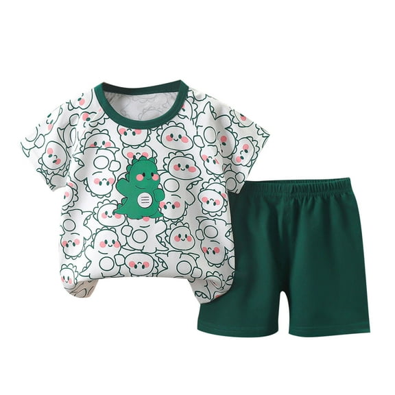 ZACPNCV Toddler Boys 2 Piece Outfits Cotton Summer Clothes Dinosaur Cartoon Print T-shirt and Shorts Set Multicolor 4-5 Years