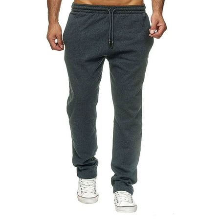Men?s Drawstring Elastic Waist Pants for Sport Exercise Travel, Solid