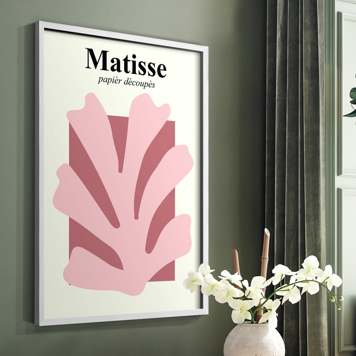 Matisse CCCLV in White Solid Wood 22 x 28 Framed Print