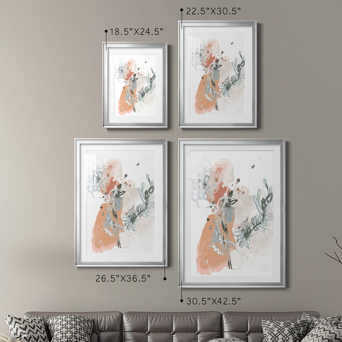 Wexford Home Petal Drift I Premium Framed Print, 22.5" x 30.5" - Ready to Hang, Silver (Set of 2)