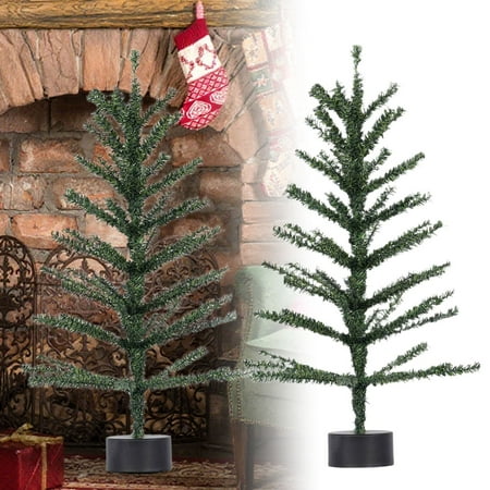 23.6 Inch Artificial Christmas Tree – Caramel Pine Tabletop Tree with Decorative Base Festive Indoor Holiday Decor for Home Office Desktop Seasonal Display