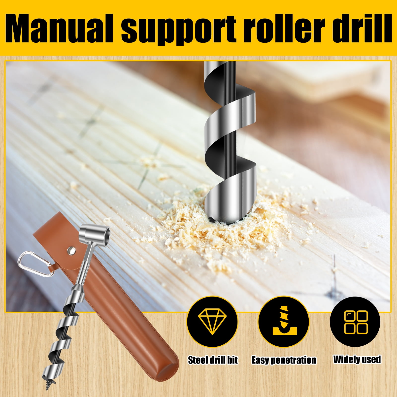 Hand Auger Wood Drill Portable Manual Auger Drill 10inch Scotch Eye Hand Wood Auger Drill Bit Manual Hole Maker Professional Outdoor Survival Gear for Camping Hiking