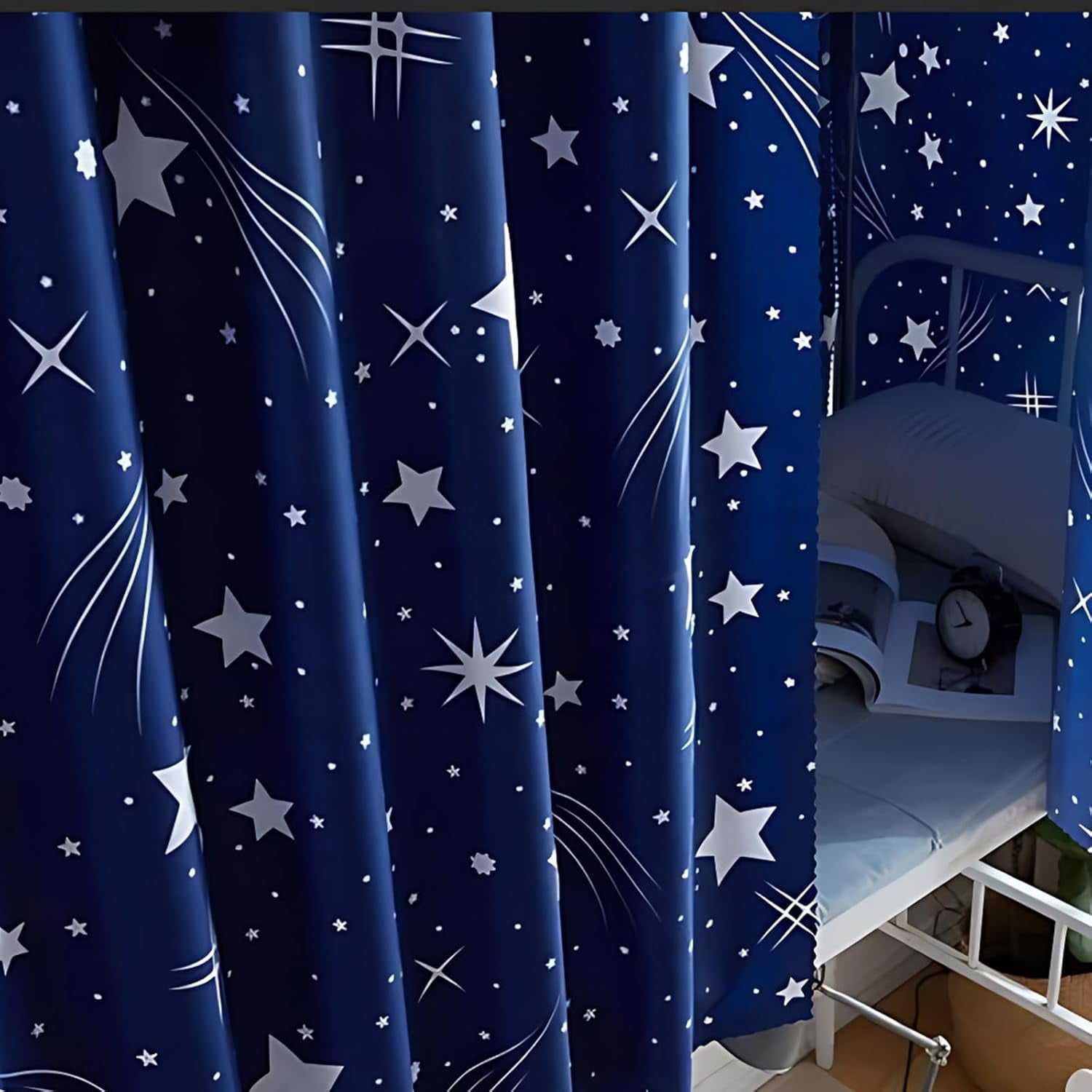 CAILDANL 2 Panels, Stars Galaxy Student Kids Bunk Bed Curtain Room Blackout Decorative Dorm Room Privacy Protection Canopy