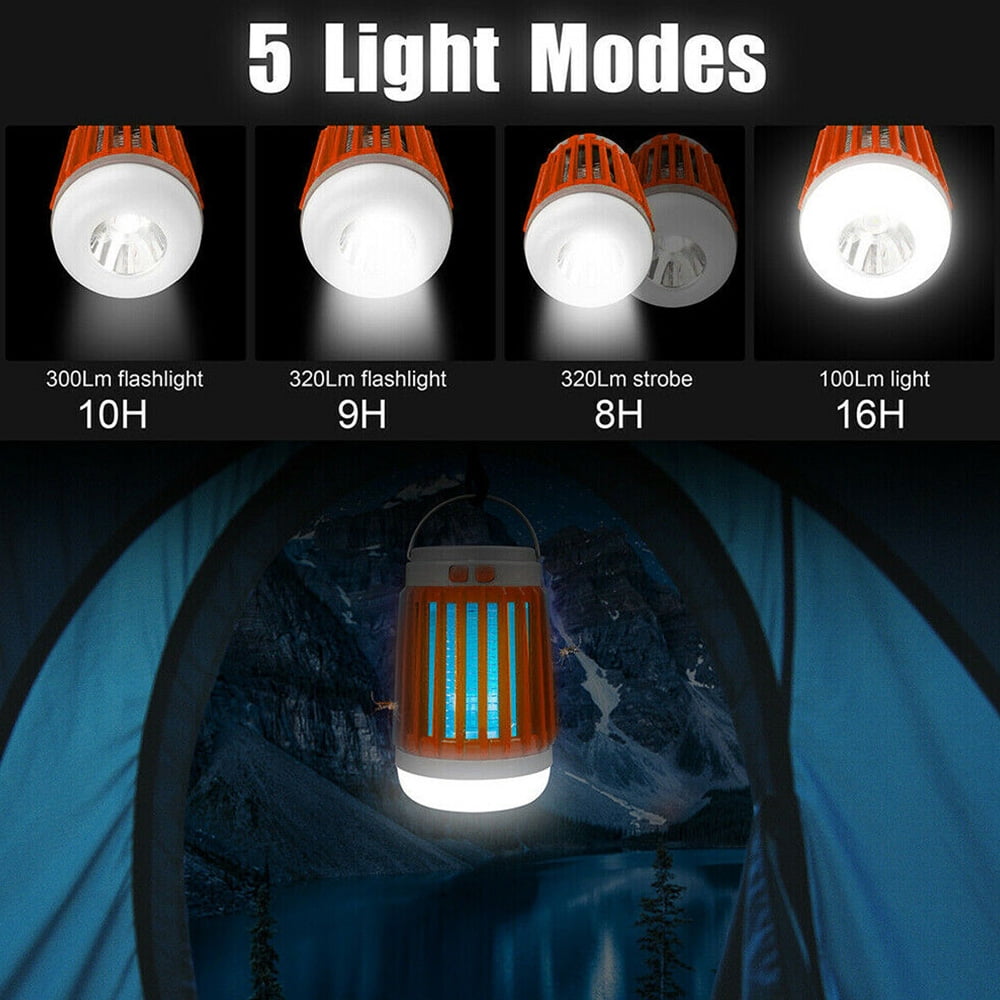 VONTER Bug Zapper,Indoor Outdoor Mosquito Killer Solar Bug Mosquito Zapper Waterproof IP66 built-in battery,emergency flash lamp + outdoor lighting for Bedroom,Kitchen,Hotel,Office - Orange