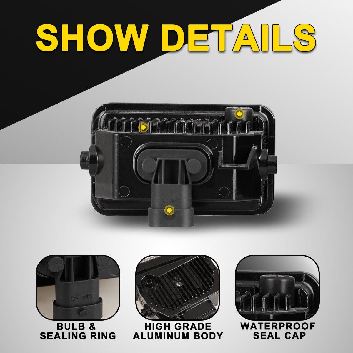LED Fog Lights For 2015-2020 Ford F-150 w/o Fog Light Brackets Assembly Rectangle Lamps Clear Lens Pair