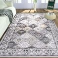 thumbnail image 2 of Wondo Moroccan Vintage Trellis Area Rug - Machine Washable Non-Slip Low-Profile 5x8 Floor Carpet for Living Room, Bedroom, Dining Room, Office & Nursery, Gray, 2 of 9