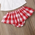 thumbnail image 4 of Qiylii Baby Girls Clothes Set Off Shoulder Hollow Top+Plaid Skirt+Bow Hairband, 4 of 6