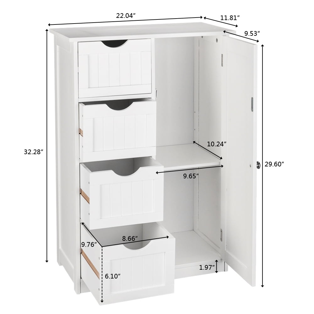 Kepooman Bathroom Floor Cabinet, Waterproof Bathroom Storage Cabinet with Slatted Door Kepooman Bathroom Floor Cabinet, Waterproof Bathroom Storage Cabinet with Slatted Door