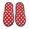 thumbnail image 1 of Fotbe Red Polka Dot Pantuflas Peludas para Mujer con Estampado, Zapatillas de Peluche, Zapatos de Invierno para Casa, Uso Interior y Exterior-Medium, 1 of 8