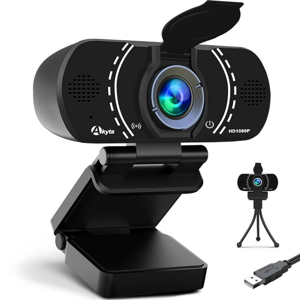 Cámara web Akyta 1080p para PC con micrófono y funda de privacidad
