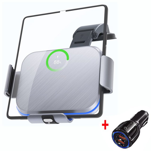 Cargador inalámbrico de coche de 15W, soporte de teléfono de doble bobina para Samsung Galaxy Z Fold 4 3 2 iPhone 14 13 Pro Max W22 W21, carga rápida"with car charger" Fivean Soporte para teléfono de coche
