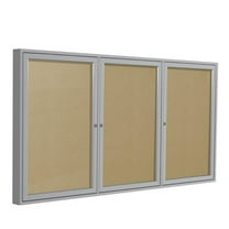 Ghent's Vinyl 48" x 96" 3 Door Enclosed Bulletin Board in Caramel