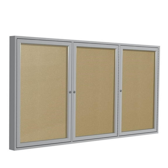 Ghent's Vinyl 48" x 72" 3 Door Enclosed Bulletin Board in Caramel
