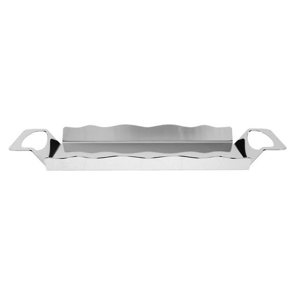 LOLIPPYY Modern Silver Stainless Steel Rectangle Serving Tray with Handles for Table and Buffet