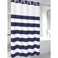 thumbnail image 4 of Blue Stripes No Hook Shower Curtain Waterproof, Bathroom Curtains with Snap in Liners and See Through Top Window, Simple Blue White Texture Hotel Style Bathtub Curtains Shower 36"Wx78"L, 4 of 8