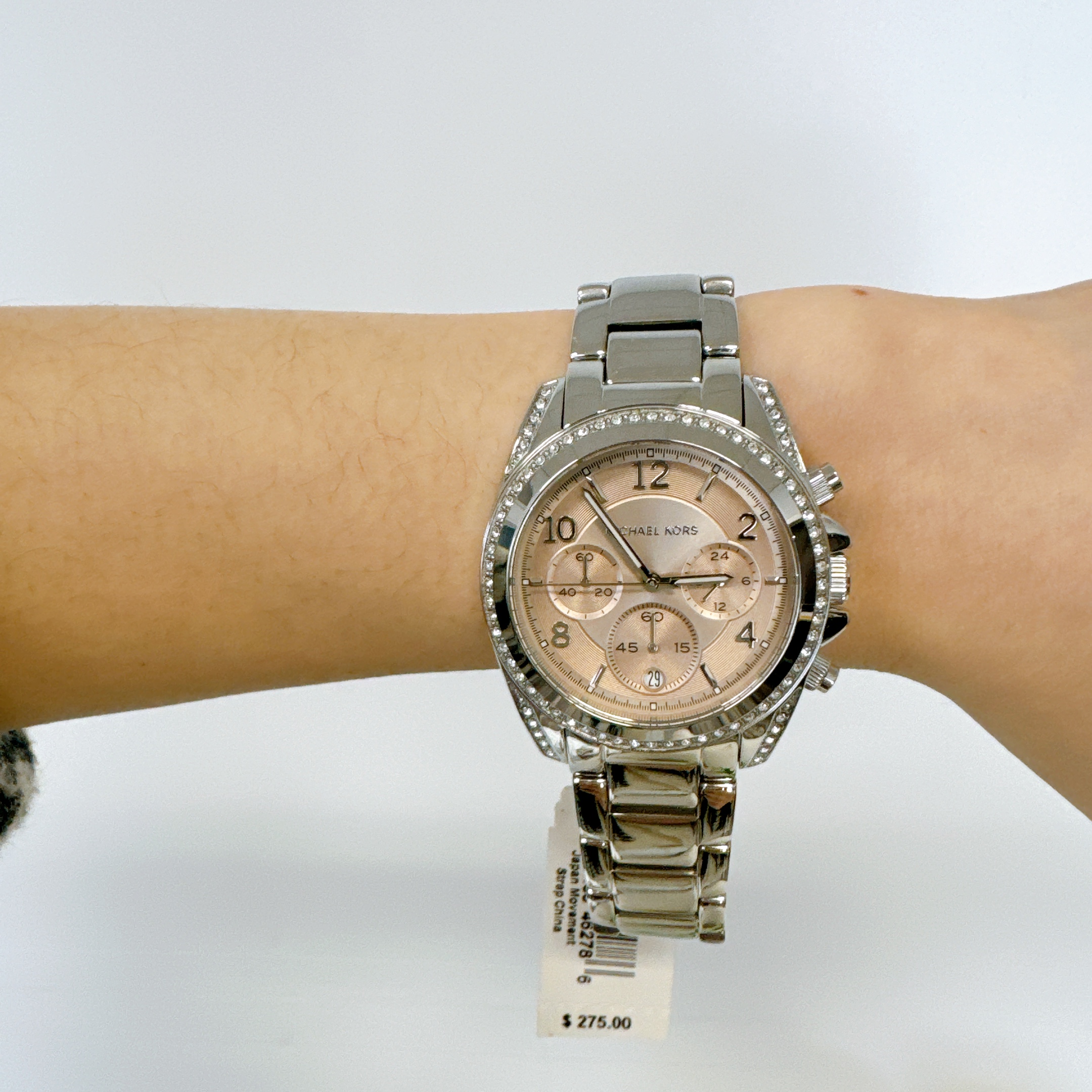 Michael Kors Blair Pave watch oversized NEW AUTHENTIC MICHAEL KORS BLAIR SILVER BROWN CHRONO  main image 2