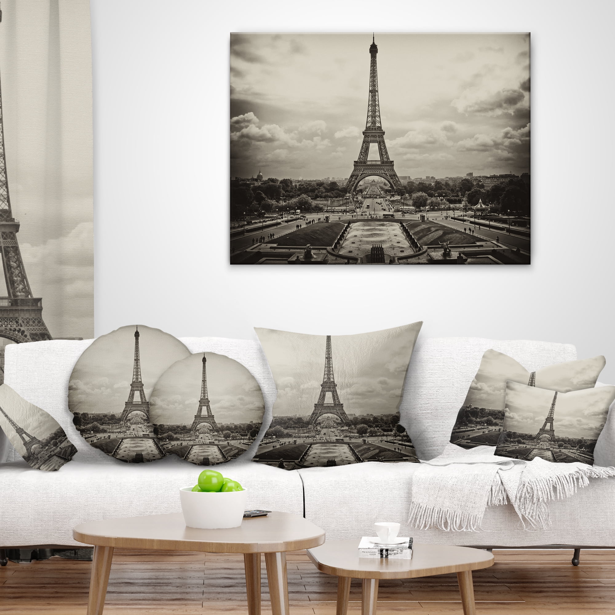 Designart Vintage View of Paris France - Cityscape Photo Throw Pillow - 12x20