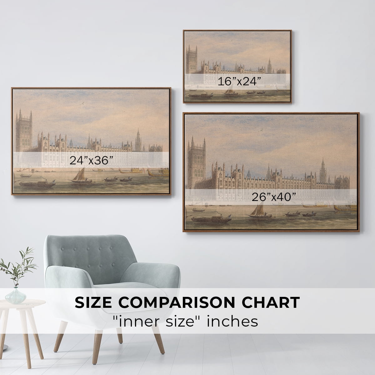 Vintage Landscape-CCCXCIII By Wexford Home Framed in Walnut Wood Gallery Wrapped Canvas 17 in. x 25 in.