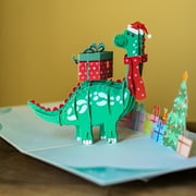 Cardstalked Pop-Up Dinosaur Christmas Card, Help spread holiday cheer with this card from a veteran-owned company!