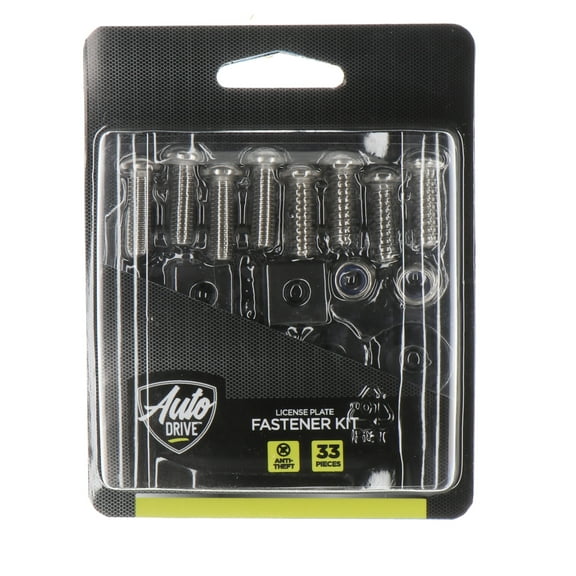 Auto Drive Stainless Steel Anti-Theft License Plate Frame Mounting Kit, 93390W