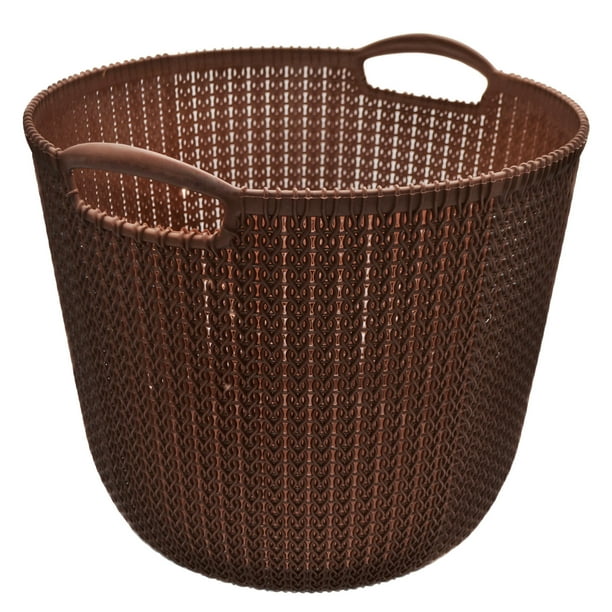 Cesto Para Ropa Organizador Tipo Tejido Plástico Café