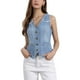 thumbnail image 1 of Chalecos de mezclilla sin mangas para mujeres INSPIRE CHIC, chaquetas de jean casuales, azul claro, L, 1 of 6