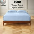 thumbnail image 2 of 30-INCH EXTRA DEEP POCKETS - 100% Organic 1000-Thread-Count Long Staple Cotton - Short King Size Organic Cotton Sheet Set- Light Blue, 2 of 7