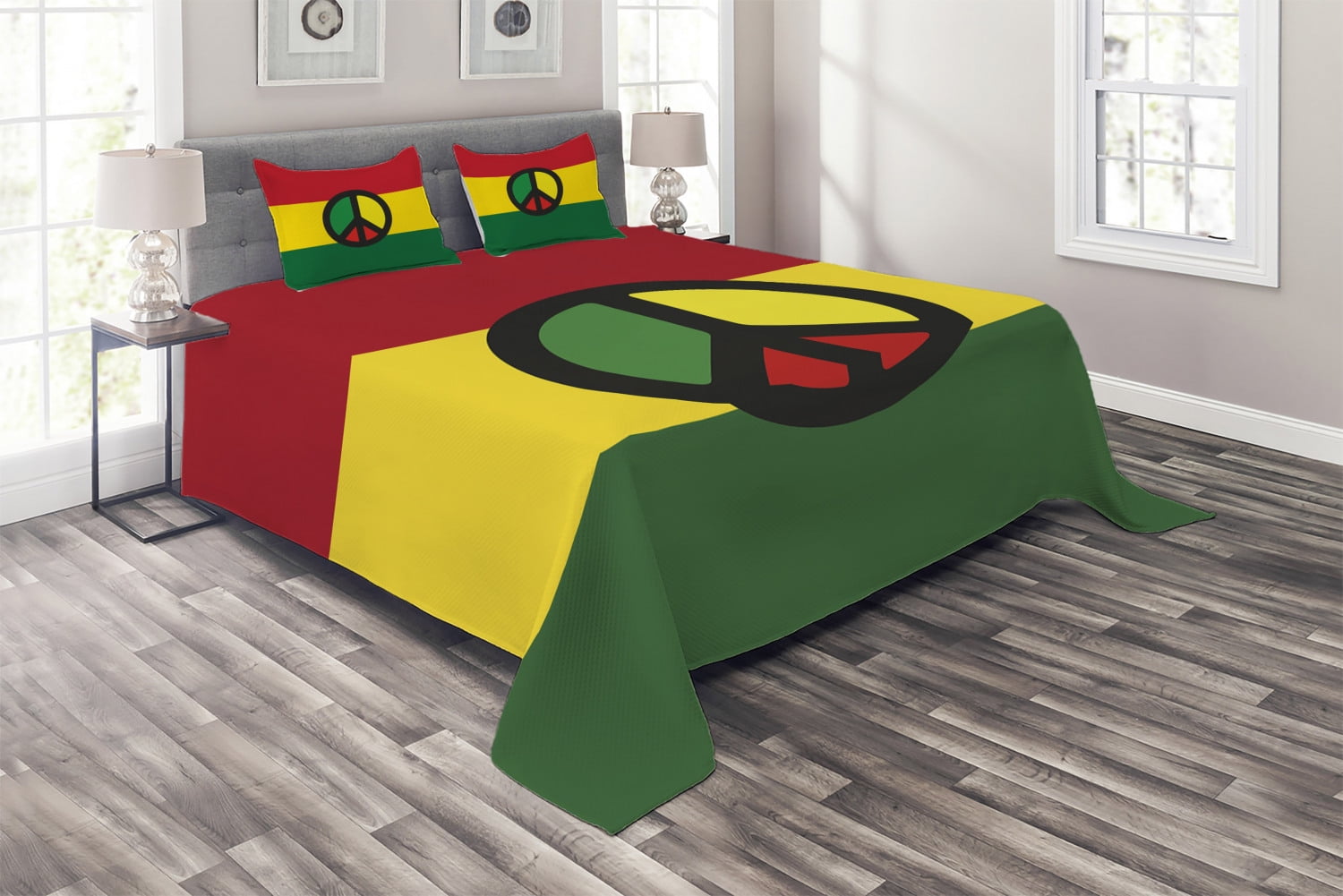 Jamaican Coverlet, Reggae Culture Peace Caribbean Country Flag Design