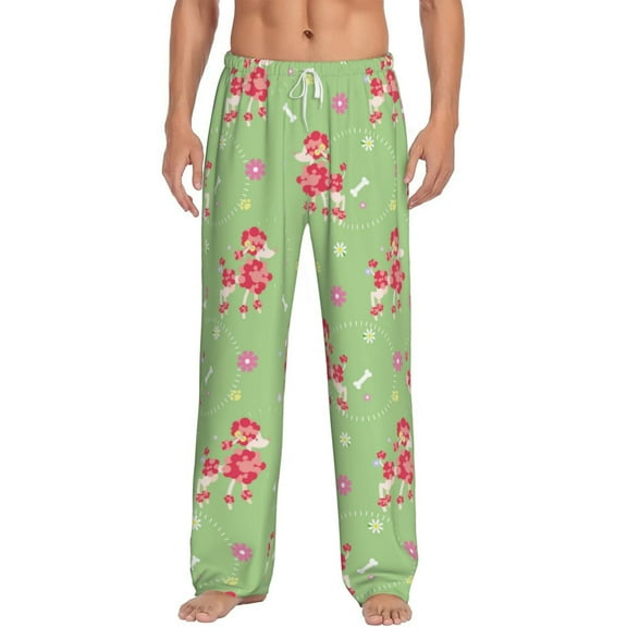 Daiia Cute Poodle Dog Men's Sleep Pant with Pockets and Drawstring,Pajama Pants-XX-Large