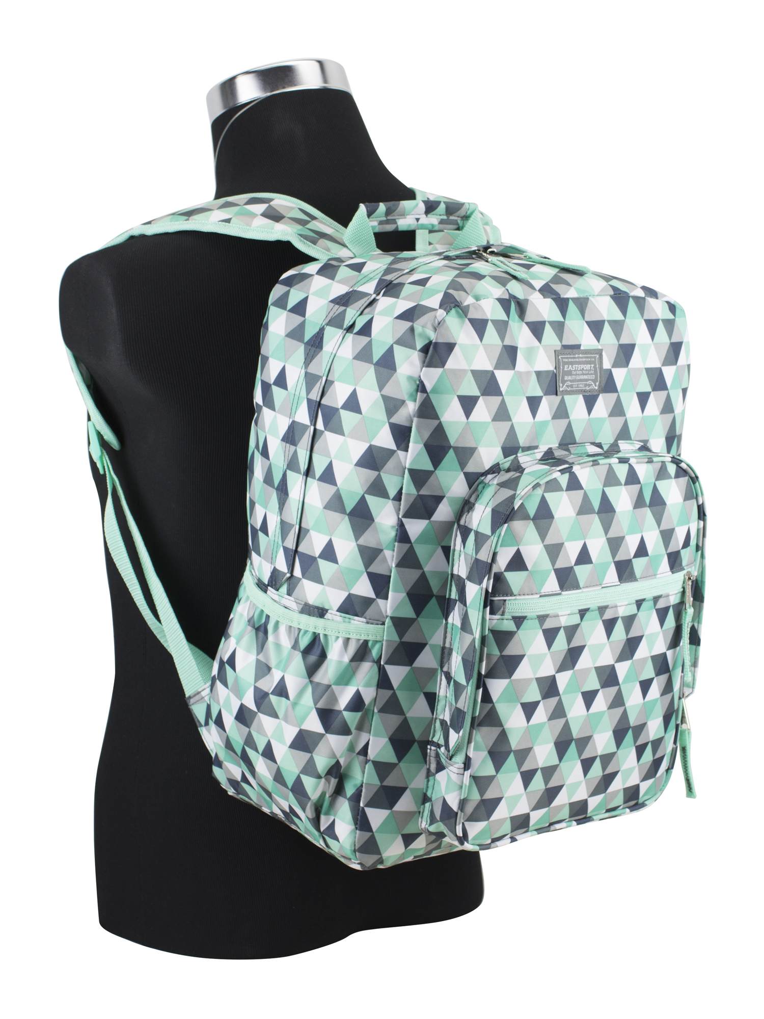 Eastsport Unisex Fashion Lifestyle Backpack, Grey Mint Diamonds