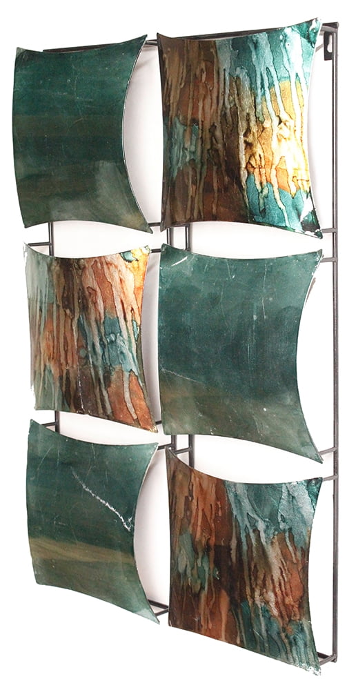 Vertical 6Panel Metal Wall Decor Metal, Lacquered In Turquoise