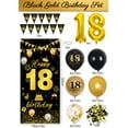 thumbnail image 5 of YANSION 18th Birthday Decorations, Happy 18th Birthday Backdrop Banner Pennant Banner Black Gold Balloons, 18 Years Old Party Supplies, Black Gold 18 Birthday Decor 18th Bday for Her Him, 5 of 8