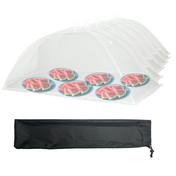 Simply Genius 6pk Pop-up 47x26" Jumbo Outdoor White Mesh Food Tent Covers for Plates Picnics Camping