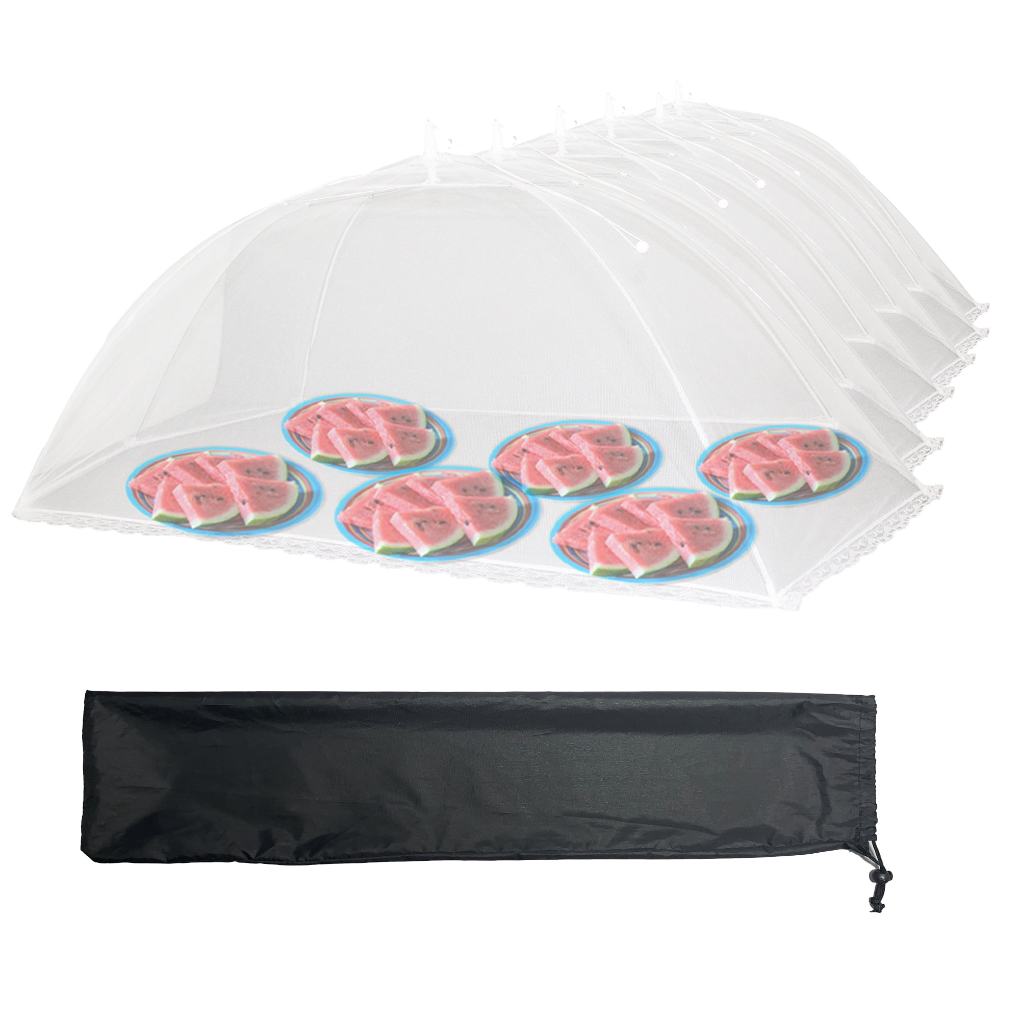 Simply Genius 6pk Pop-up 47x26" Jumbo Outdoor White Mesh Food Tent Covers for Plates Picnics Camping
