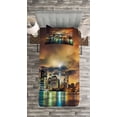 thumbnail image 3 of Ambesonne City Quilted Bedspread Set 2 Pcs, Fantasy Sky NYC Sunset, Twin Size, Multicolor, 3 of 3