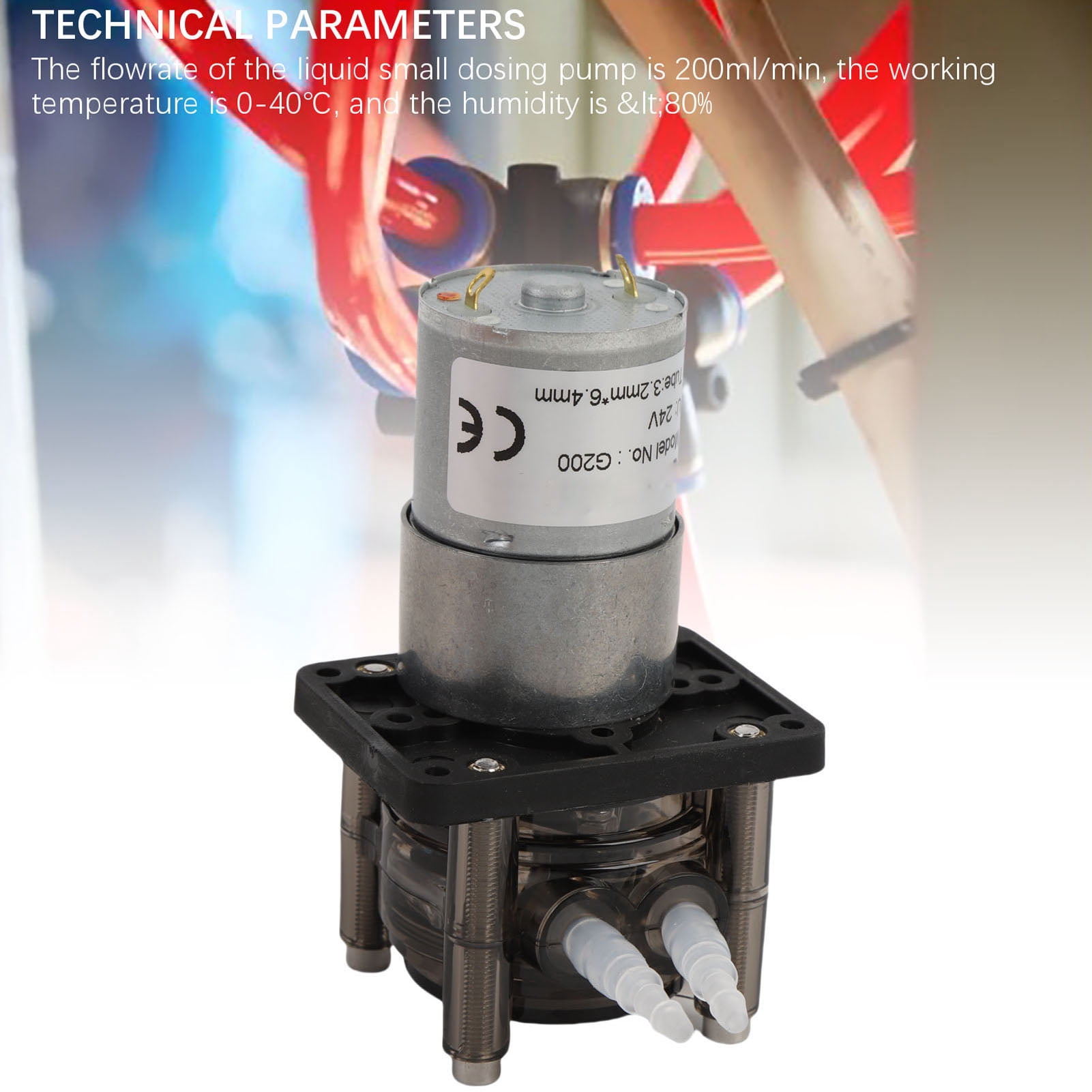 BIMZUC 24V Peristaltic Pump, Low Flowrate Small Dosing Liquid Pump 200ml/min for Lab Aquarium Analytical Industrial Filling
