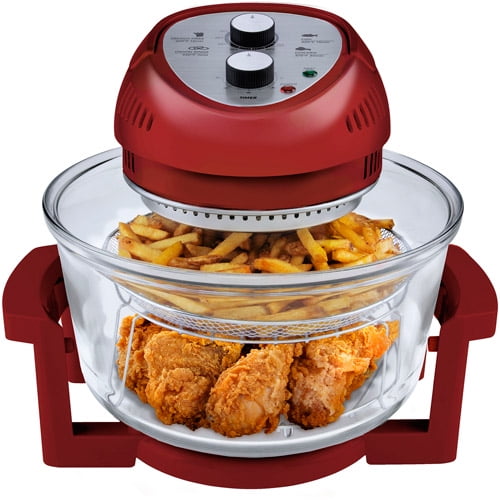 BIG BOSS 16 Qt Rotisserie Oil-Less Color Red Convection Countertop Fryer Oven 