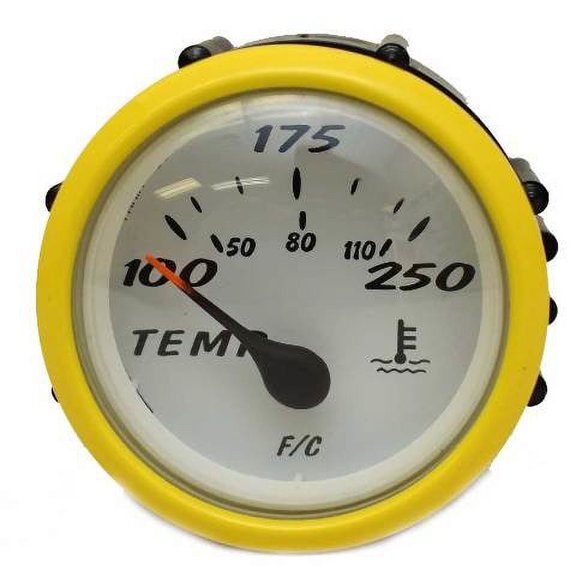 Faria Boat Temperature Gauge GP7648A | Marine Monterey 2 Inch Yellow White